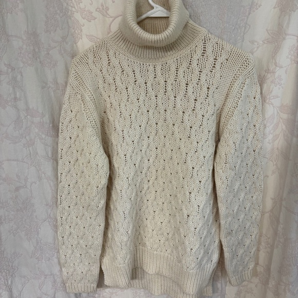Blarney Country Heritage Woman’s Long Sleeve High Neck Cable Knit Sweater Cream - Picture 1 of 6